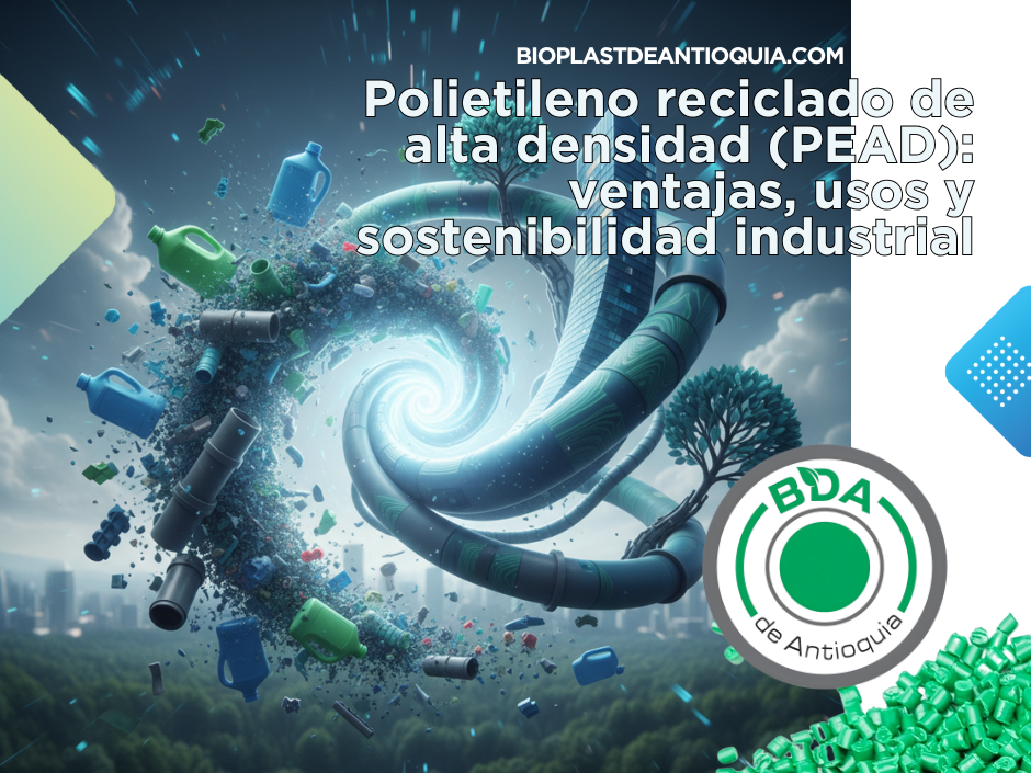 Pellets de polietileno reciclado de alta densidad producidos por Bioplast de Antioquia en Colombia